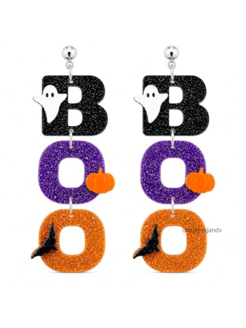 Halloween BOO Ghost Pumpkin Dangle Earrings Acrylic 1.5" Drop Festive